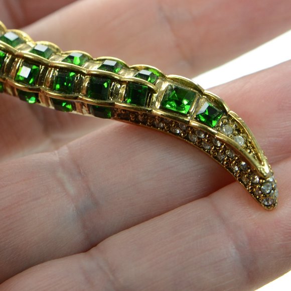 Vintage Kenneth Jay Lane KJL Gold & Crystal Alligator Collar Necklace - Picture 11 of 13